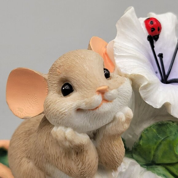 Charming Tails Figurine Thinking of You Makes Me Smile Mouse Flowers Love - Picture 2 of 9